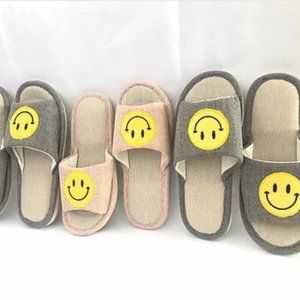 Embroidered Smiley Slides Gray